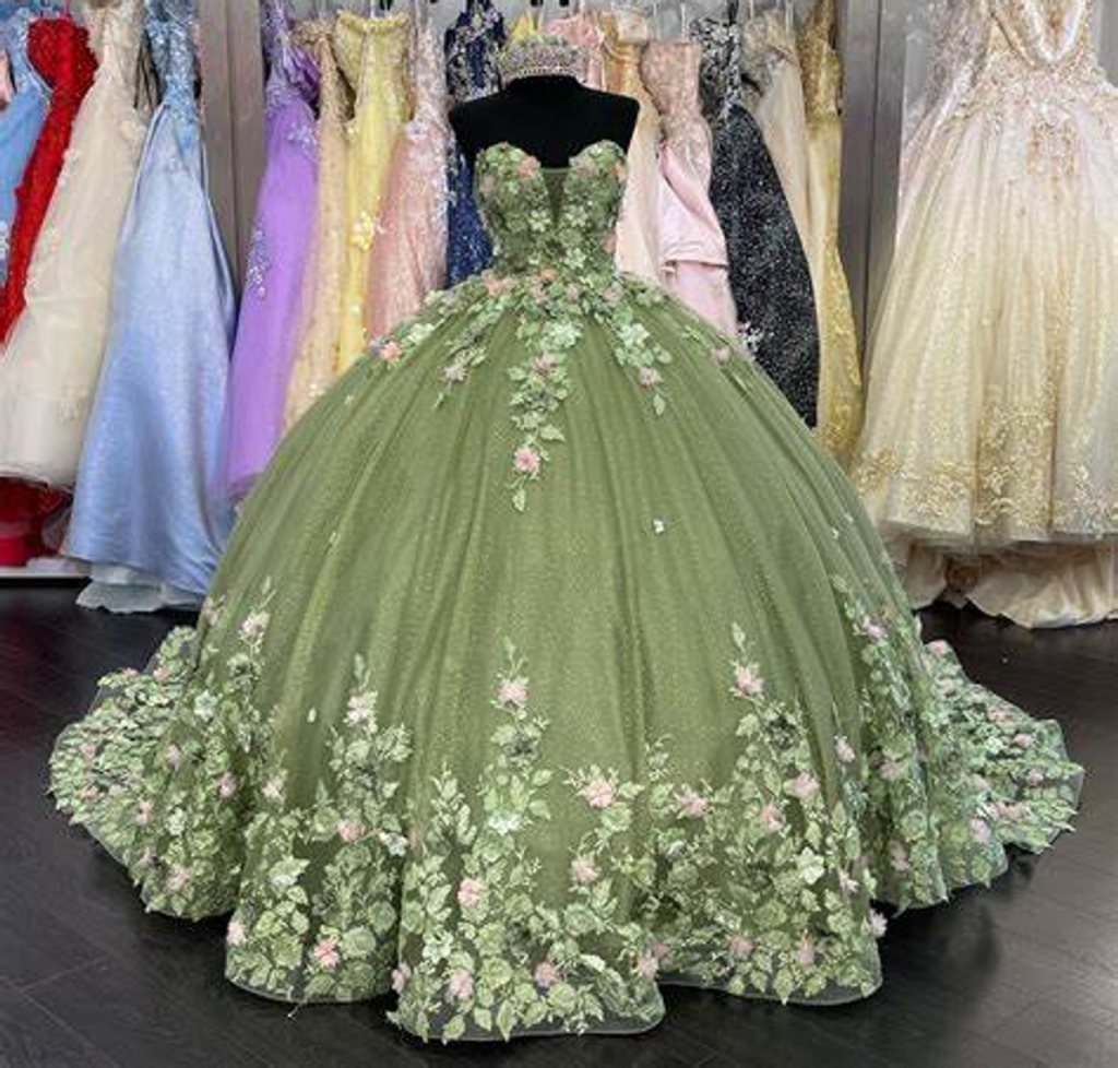 The Sage Green Quinceañera Dress
